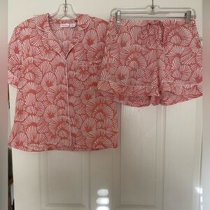 Tommy Bahama Coral White Shell We Dance Print Short Pajamas Set Beachy - Size S